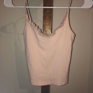 Pink cropped ruffle tank